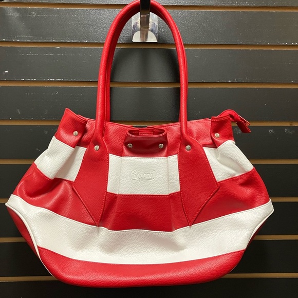 Red and White Striped Women's Bag - Picture 1 of 3